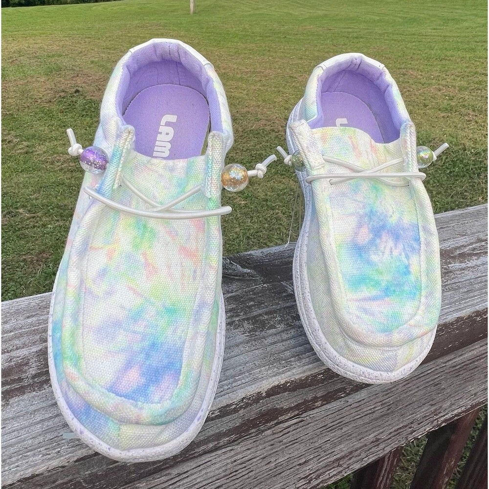 Lamo Kids Canvas Pull-On Shoe - Pastel Tie Dye size 1 - Picture 2 of 6